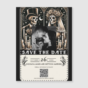 Tarot Skelette Braut Bräutigam Hochzeit Termin vor Magnetkarte