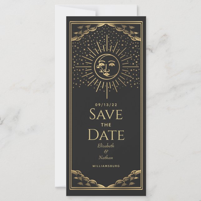Tarot solaire et lune Enregistrer la date Carte ma (Recto)