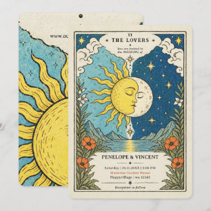 Tarot Sonne und Mond Yin Yang Hochzeit  Einladung