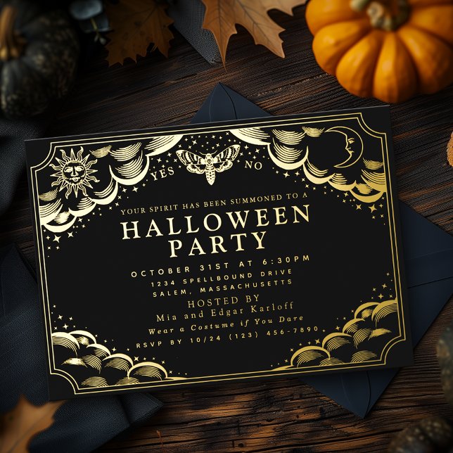 Tarot Spirit Board Halloween Party Foil Invitation (Créateur téléchargé)