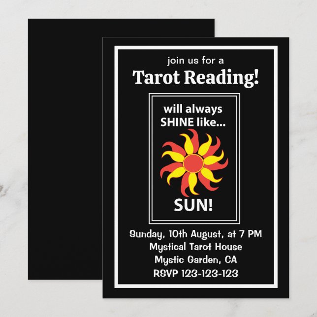 Tarot Sun Mystical Tarot Einladung (Vorne/Hinten)