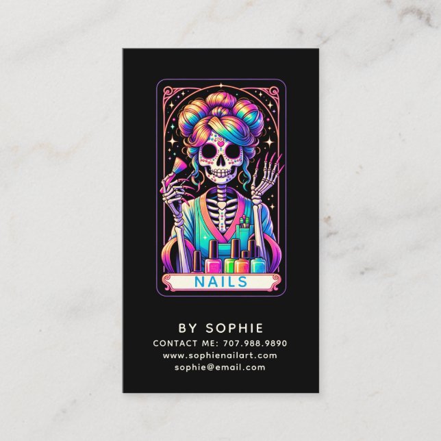 Tarot Theme Nail Tech Nail Art Business Card Visitenkarte (Vorderseite)