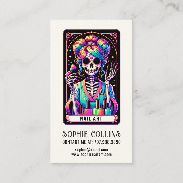 Tarot Theme Nail Tech Nail Art Business Card Visitenkarte (Vorderseite)