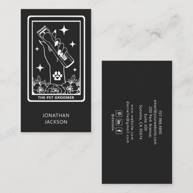 Tarot-Tierpfleger Visitenkarte (Vorne/Hinten)