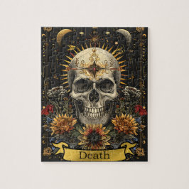 Tarot-Tod-Karte Gothic-Hexen-Schädel & Blumen