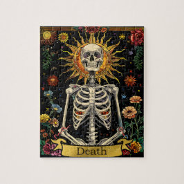 Tarot-Tod-Karte Gothic-Hexen-Schädel & Blumen