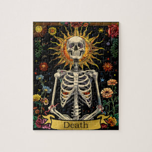 Tarot-Tod-Karte Gothic-Hexen-Schädel & Blumen