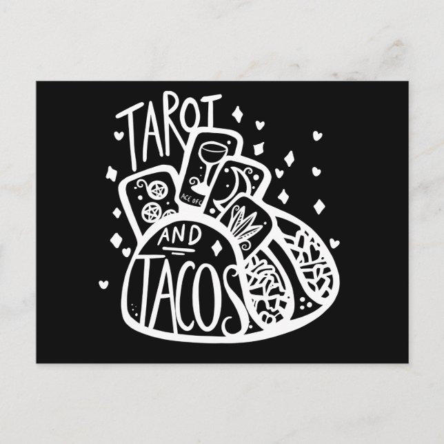 Tarot und Tacos lustiges Tacos Dienstag Postkarte (Vorderseite)