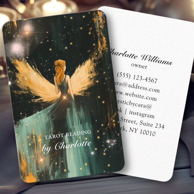 Tarot, Weltwinterkarte Visitenkarte (Tarot, Universe-Wings-Woman Business Card)