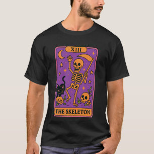 Tarotkarte Das Skelett Katzen Mond Design T-Shirt