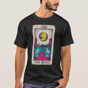 Tarotkarte Der Mond Xviii Okkult Vintage Wolf Mond T-Shirt