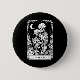 Tarotkarte Die Liebenden Skelett Goth Halloween He Button