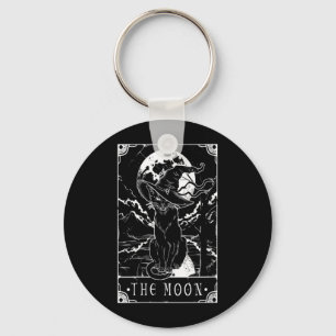 Tarotkarte Frauen Halbmond und schwarze Katze Schlüsselanhänger