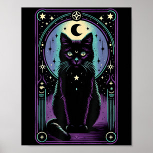 Tarotkarte Halbmond Schwarze Katze Liebhaber Tarot Poster