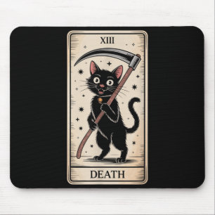 Tarotkarte schwarze Katze Okkult Hexe Tod lustiger Mousepad