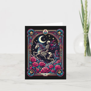 Tarotkarte Skelett Farbige Blumen Einhorn Heiliger Karte
