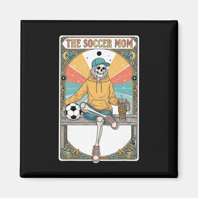 Tarotkarte Skelett Kaffeebecher Byll Sidelin Fußba Magnet (Vorne)