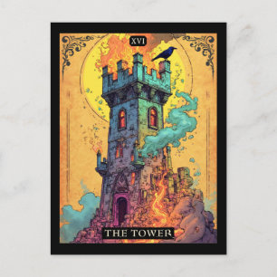 Tarotkartenillustration, Der Turm Postkarte