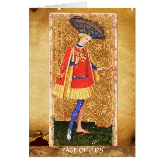 TAROTS DE RENAISSANCE ANTIQUE / PAGE DES TASSES (Devant)