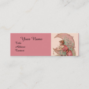 TAROTS / FRAU DES MONDS MIT BLUMEN IN ROSA MINI VISITENKARTE