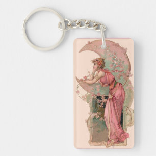 TAROTS/ LADY DE LA LUNE AVEC FLEURS EN ROSE