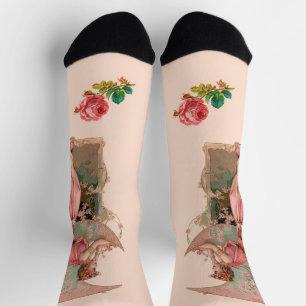 TAROTS / LADY DER MOND, BLUMEN UND ROSA ROSEN SOCKEN