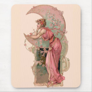 TAROTS/ LADY OF THE MOON,BLUMEN IN ROSA MOUSEPAD