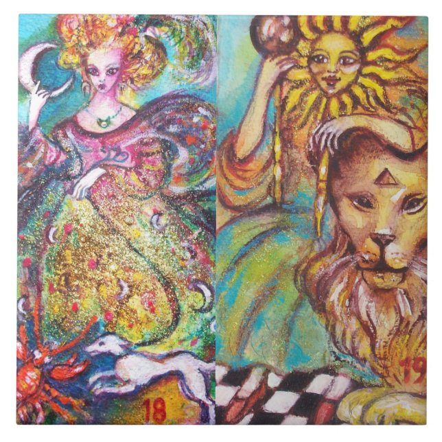 TAROTS OF THE LOST SHADOWS /THE MOON AND THE SUN FLIESE (Vorderseite)