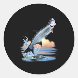 Tarpon Fisch Frische Wassertiere Jagen Fische A Runder Aufkleber