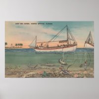 Tarpon Springs, FL - View of Boat & Deep Sea