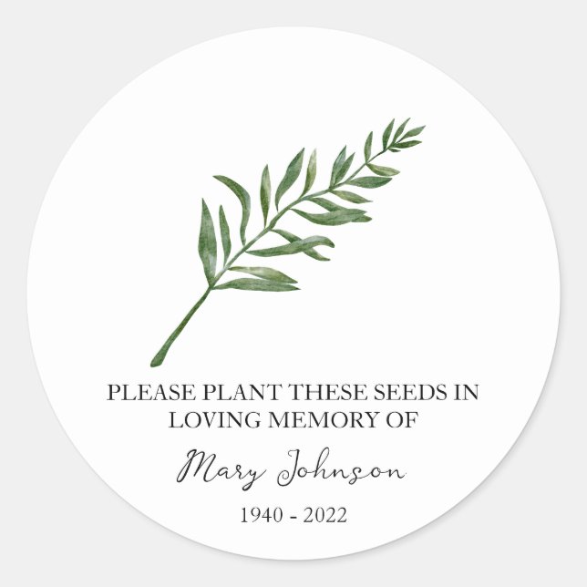 Tarragon Memorial Beerdigung Seed Packet Runder Aufkleber (Vorderseite)