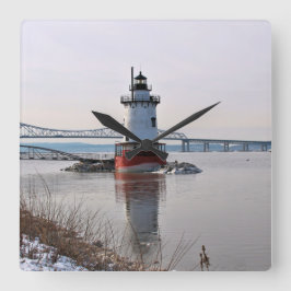 Tarrytown Leuchtturm, New- YorkWanduhr Quadratische Wanduhr