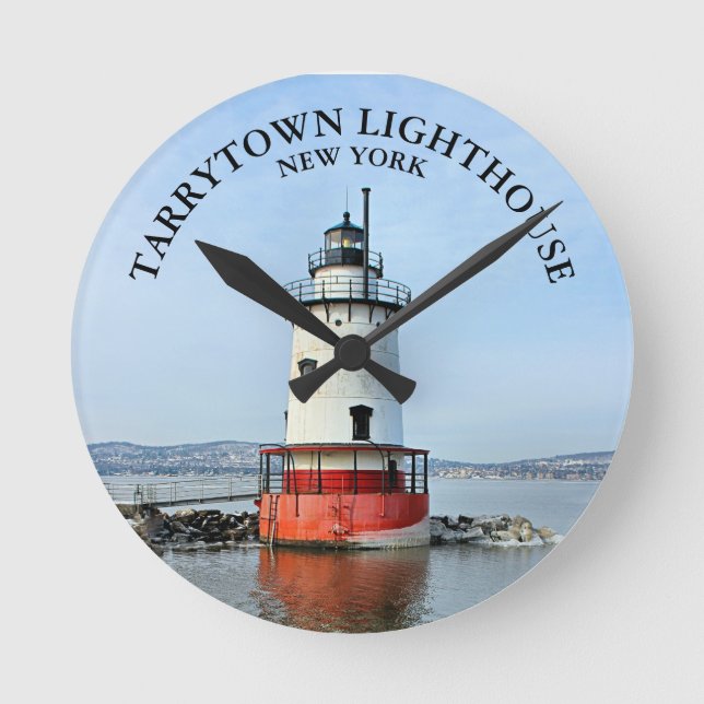 Tarrytown Lighthouse, New York Round Wall Clock Runde Wanduhr (Vorderseite)