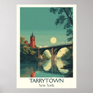 Tarrytown New York Vintag Bridge Art Poster