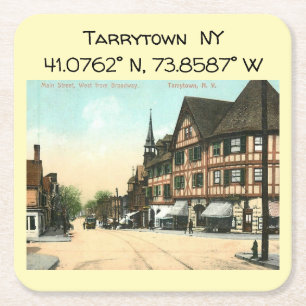 Tarrytown NY Map koordiniert Vintagen Stil Rechteckiger Pappuntersetzer