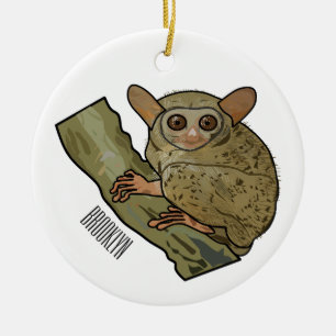 Tarsier Cartoon Illustration Keramik Ornament