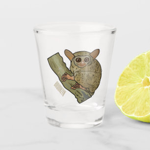 Tarsier Cartoon Illustration Schnapsglas