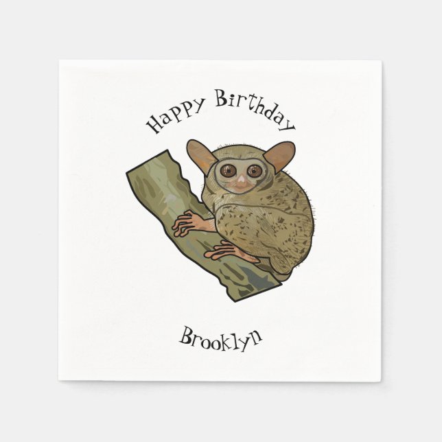 Tarsier Cartoon Illustration Serviette (Vorderseite)
