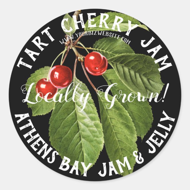 Tart Cherry Jam Product Business Label Runder Aufkleber (Vorderseite)