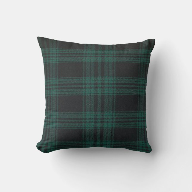 Tartan à lunette noir Oreiller 16" x 16" (Recto)