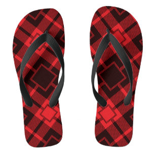 Tartan à motif diamant rouge Tongs