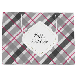 Tartan Balmoral Black Gray Burgundy Große Geschenktüte
