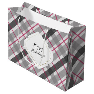 Tartan Balmoral Black Gray Burgundy Große Geschenktüte