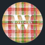 Tartan Basics Plaid Texture Monogram Runder Aufkleber<br><div class="desc">Tartan Basics Plaid Texture Monogram</div>