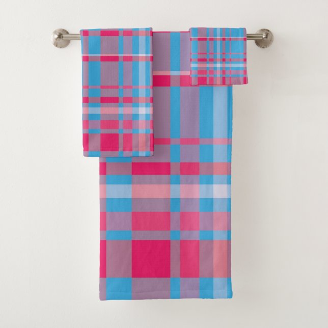 Tartan blau und rot badhandtuch set (Insitu)
