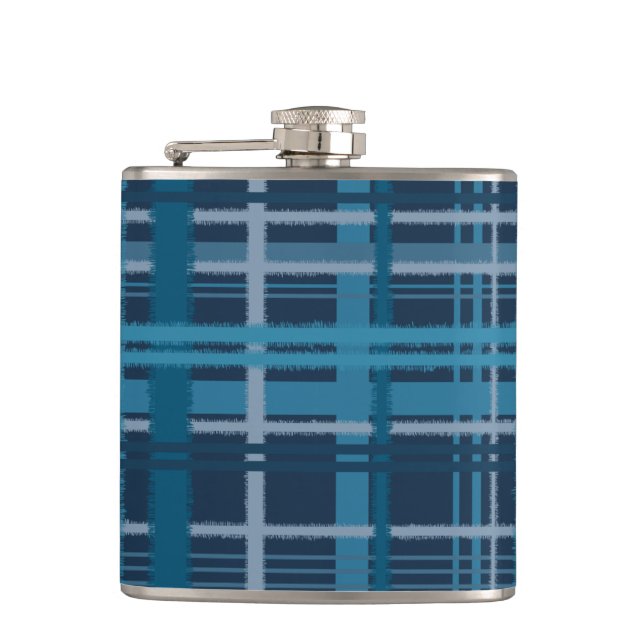 Tartan-blaues Muster Flachmann (Vorderseite)