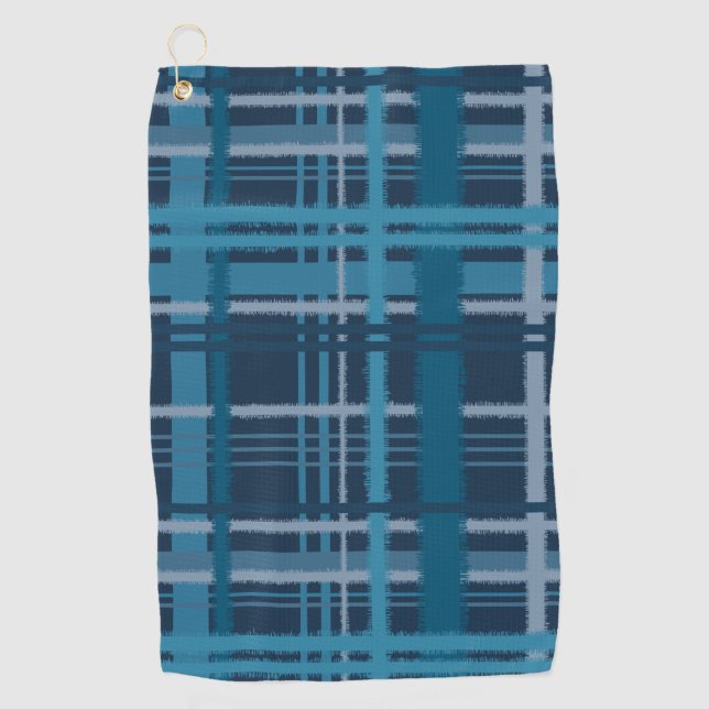 Tartan-blaues Muster Golfhandtuch (Vorderseite)