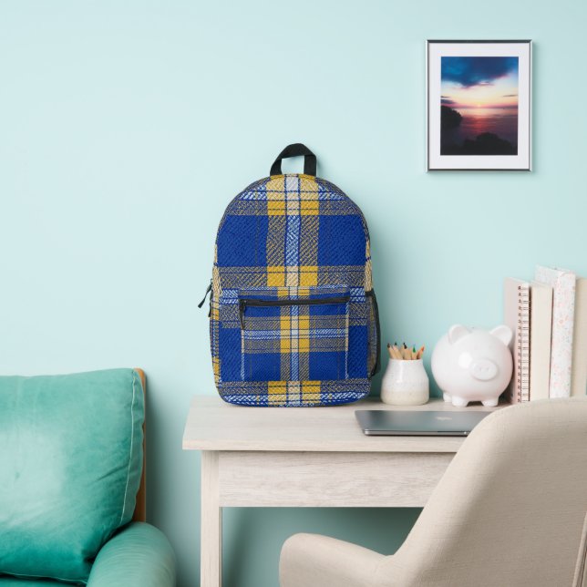 Tartan Blue and Yellow Backpack Bedruckter Rucksack (InSitu)
