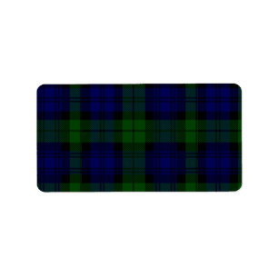 Tartan Blue Green Kariert Adressaufkleber