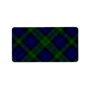 Tartan Blue Green Kariert Adressaufkleber